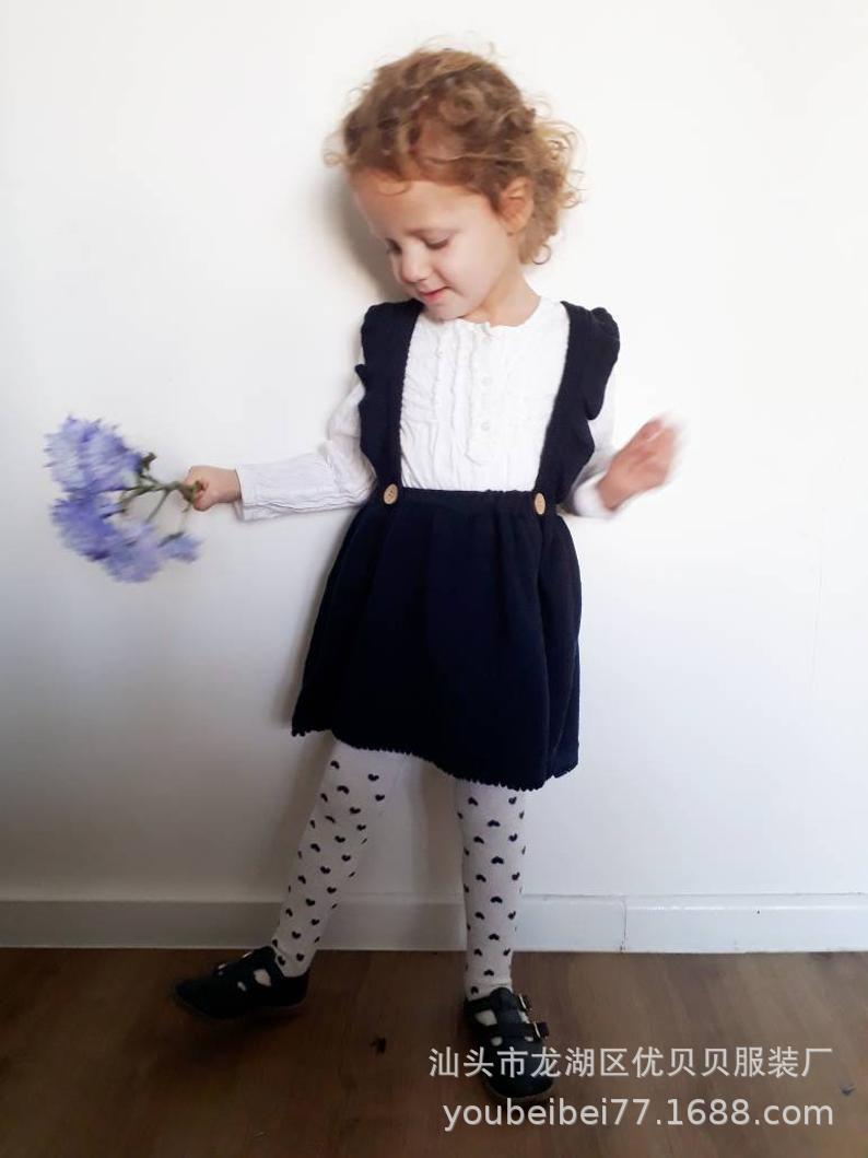 2020 Baby Autumn and Winter Clothing Baby Girl's One-piece Suit Young Children's Cute Western Style Sweater Strap Skirt Jumpsuit Knitted Skirt
