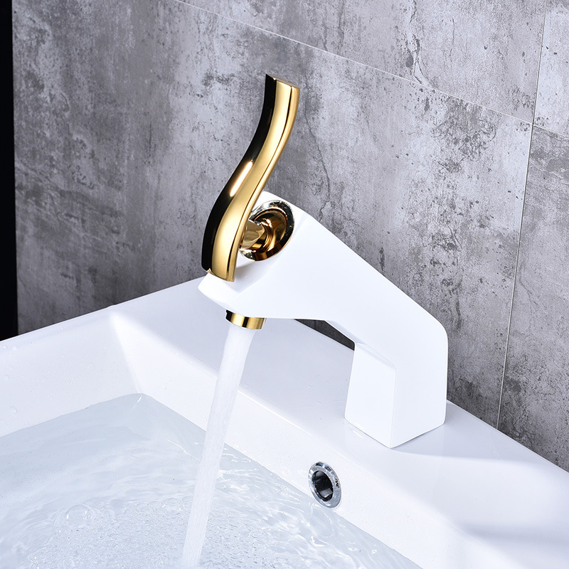 Factory direct sales of European-style matte colored washbasins, hot and cold mixed faucets, thickened all-copper main body bathroom cabinet faucets undefined