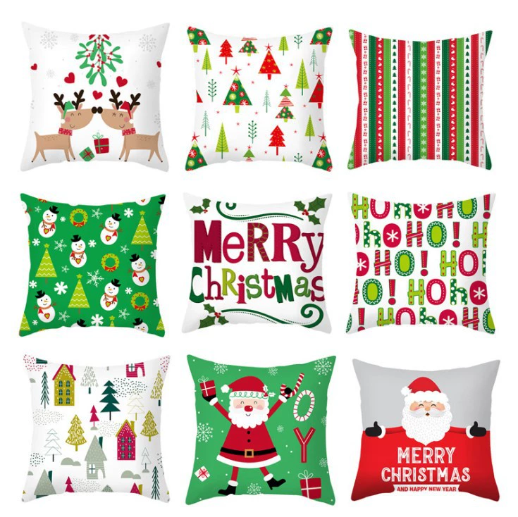 B Рождественская бархатная наволочка из кожи лося Санты со снеговиком