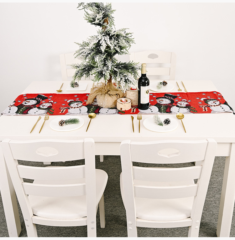 Haube Christmas Decoration Electric Embroidered Knitted Cloth Table Runner Creative Snowman Elk Table Runner Elk Placemat Tablecloth_voghion.com