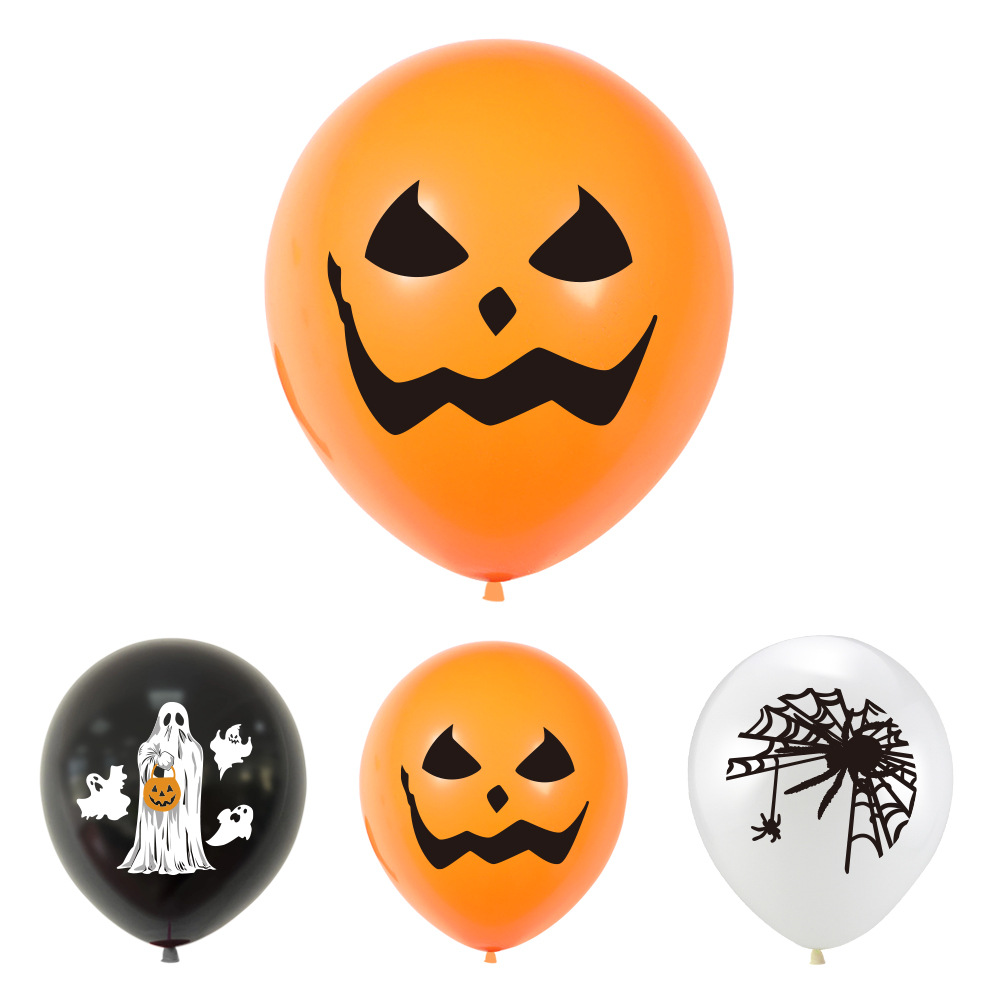 Ensemble de ballons en latex, citrouille, araignée, sorcière, film d'aluminium, boule de fleurs en papier, décoration de fête d'Halloween_voghion.com
