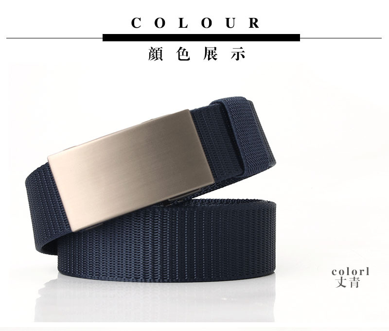 New  Automatic Buckle Business Casual Belt Nylon Canvas Casual Breathable Belt display picture 2