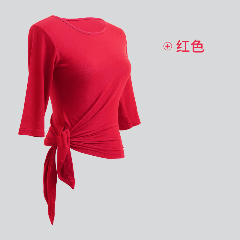 Ropa de práctica de danza moderna ropa de rendimiento de examen de arte corporal de las mujeres ropa de yoga ropa de danza clásica irregular media manga superior