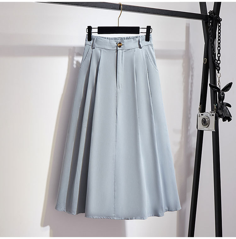 Summer Spring Casual Solid Color Cotton Midi Dress Skirts display picture 4