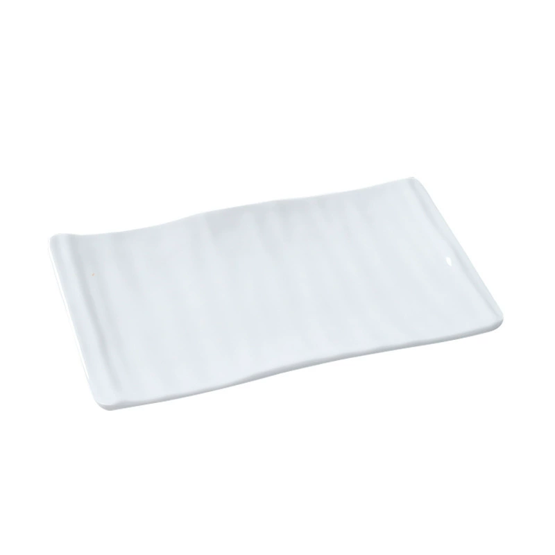 Rectangular melamine dinner plate, commercial plastic tableware, white, multiple SKU codes