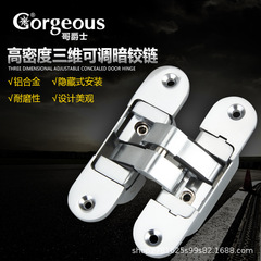 3D adjustable cross hidden hinge zinc alloy invisible door silent folding door hidden hinge
