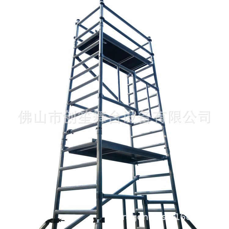 厂家直销铝合金带梯子楼梯产地货源折叠脚手架3m银色，黑色，脚手
