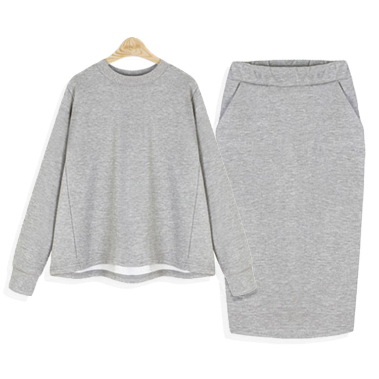 plus size long-sleeved sweatershirt & skirt two-piece  NSJR51568