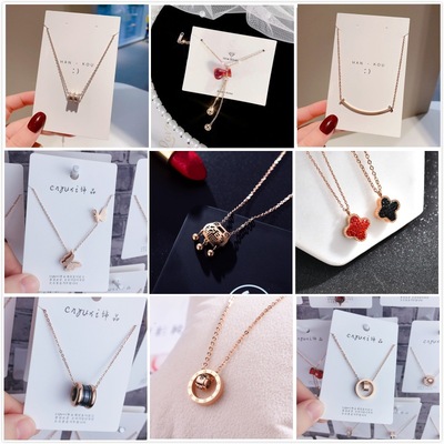 不掉色钛鋼項鏈網紅吊墜直播款鎖骨鏈防褪色配飾廠家直銷多款可選