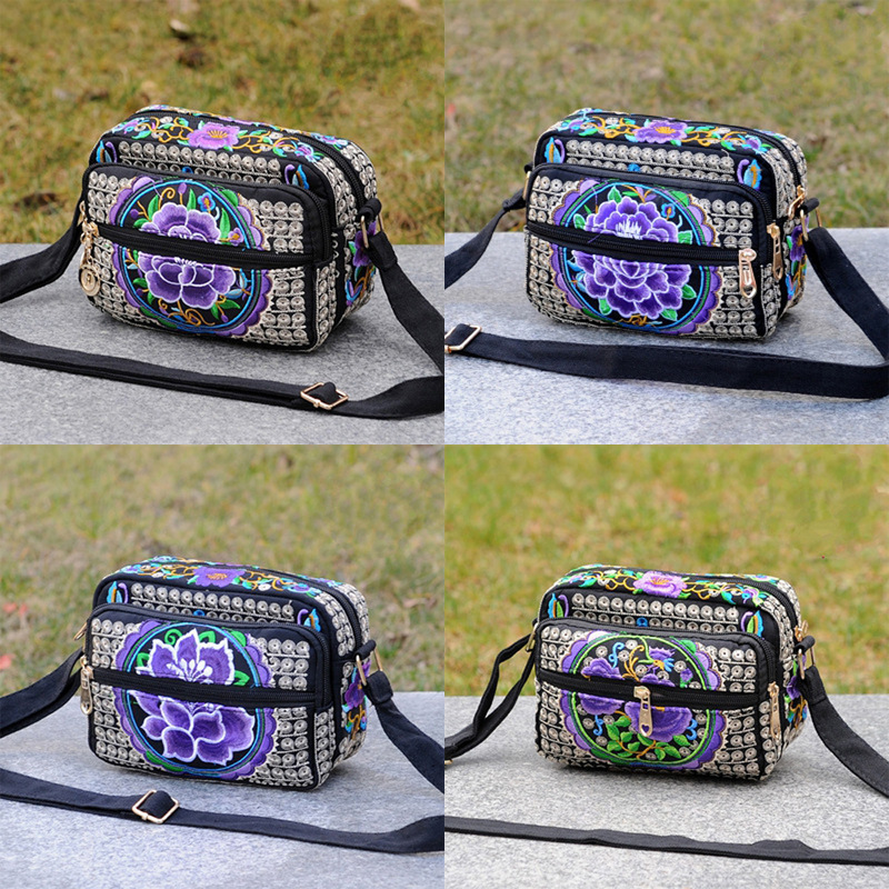Directo de fábrica Nueva Yunnan estilo étnico bordado bolsa de mensajero de las mujeres bolsa pequeña bolsa ligera simple retro bolsa casual