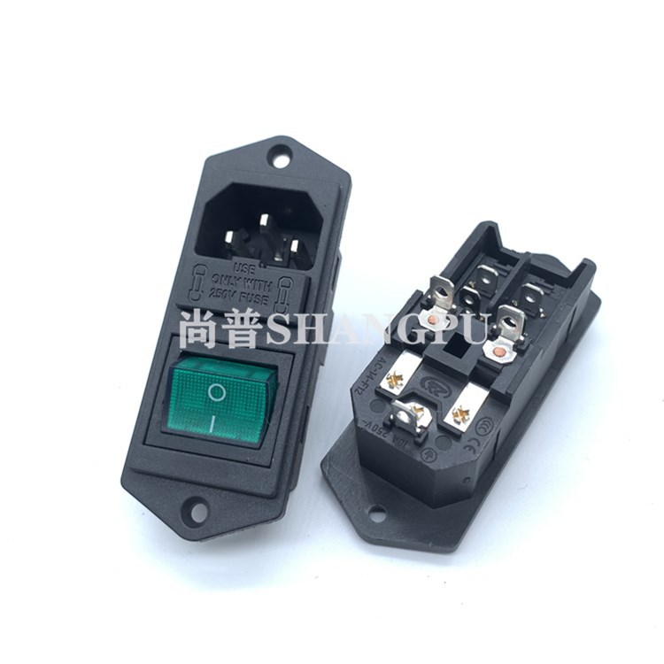 AC电源插座 带开关保险丝 三合一AC插座AC-01双保险医疗器械插座