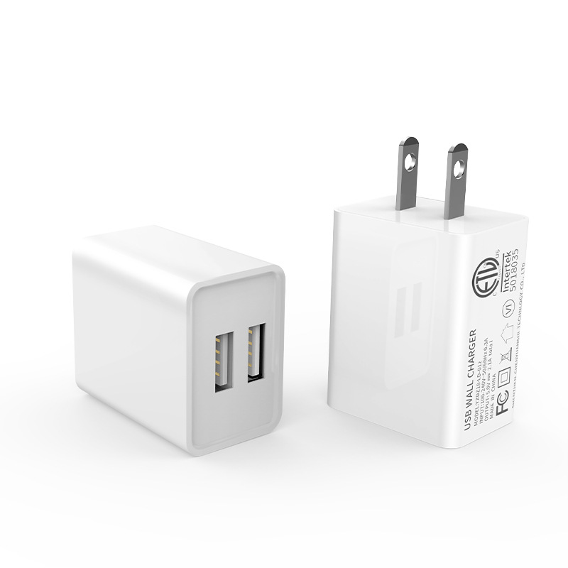 Fábrica al por mayor ETL certificado doble puerto USB carga rápida cargador de teléfono móvil enchufe estándar americano adaptador de corriente cabeza de carga