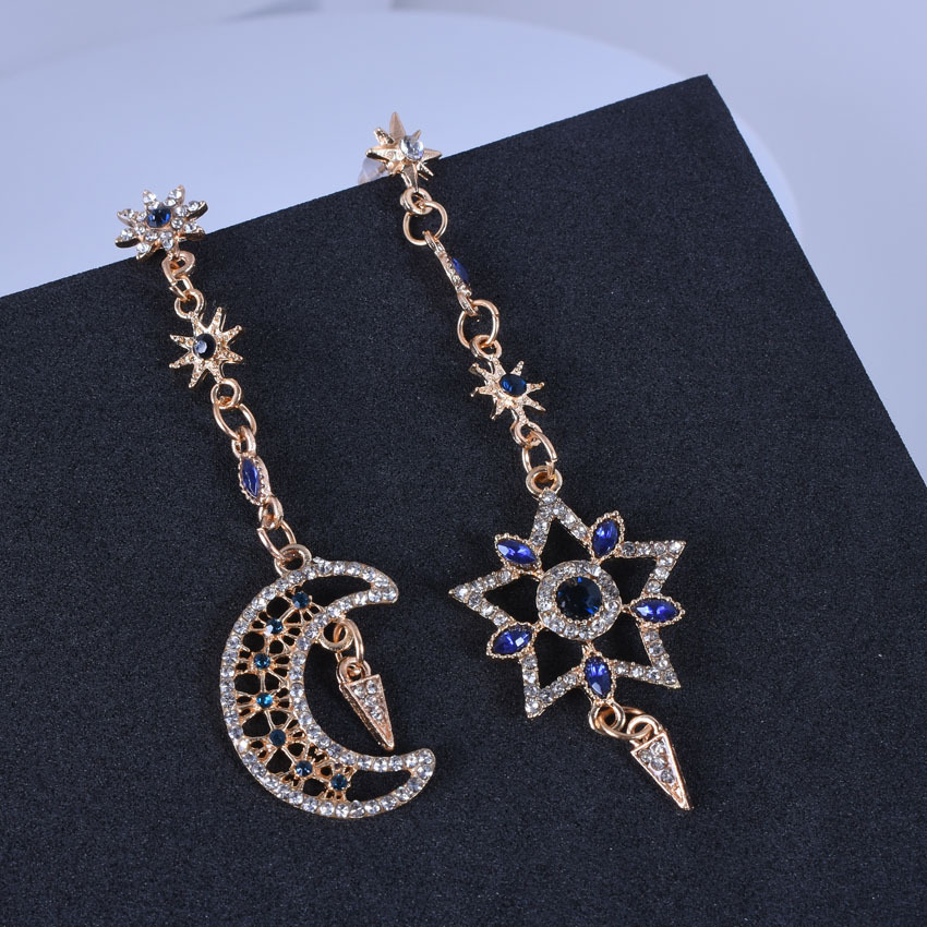 1 Pair Vintage Style Moon Plating Alloy Drop Earrings display picture 4