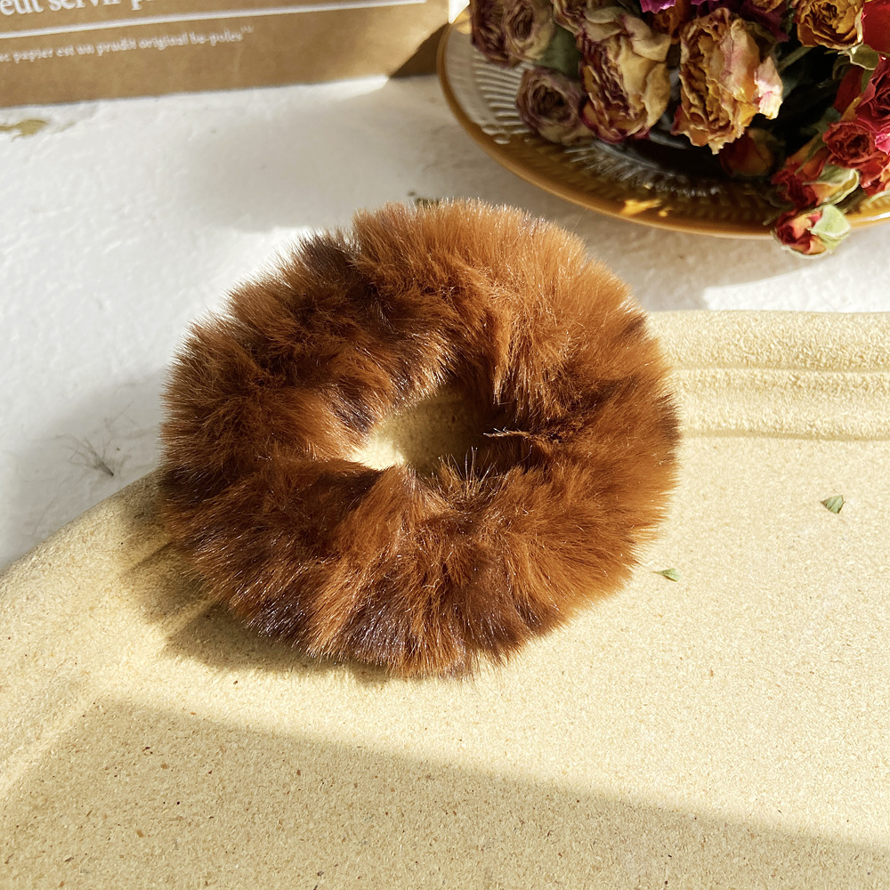 Cute Imitation Fur Leopard Hair Scrunchies display picture 8