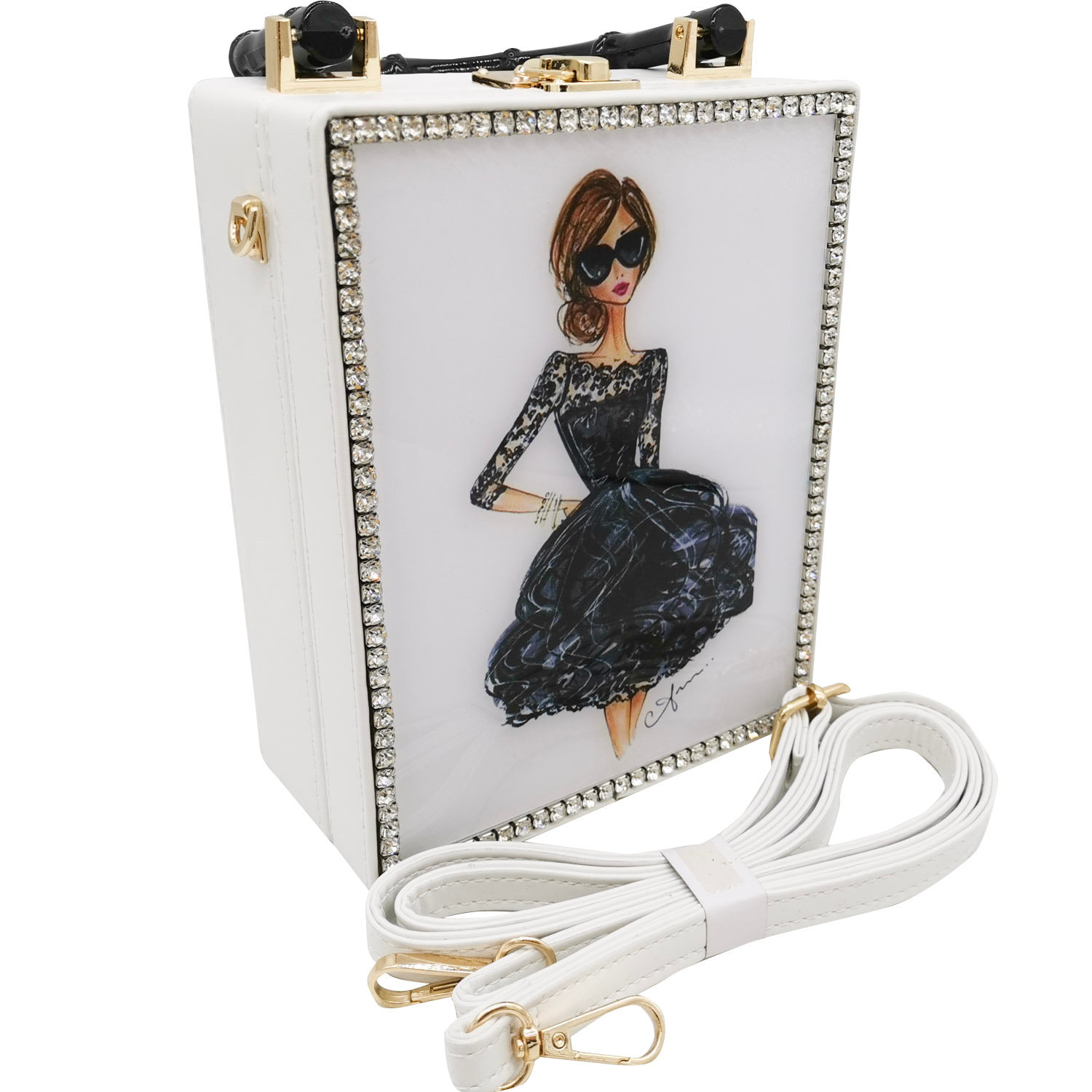 New Fashion Pu Box Bag Printed Pattern Handbag Acrylic Female Bag Wholesale display picture 39