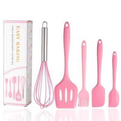 厂家供应硅胶厨具套装刮刀5件套 烘焙工具套装锅具锅铲烹饪勺铲|ru