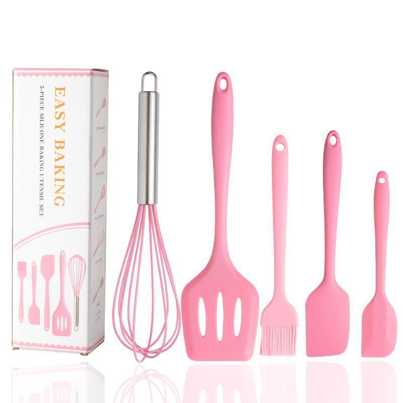 厂家供应硅胶厨具套装刮刀5件套 烘焙工具套装锅具锅铲烹饪勺铲|ru