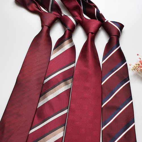 Shengzhou factory directly supplies men's trendy 8cm business formal casual work striped red hand-tied tie
