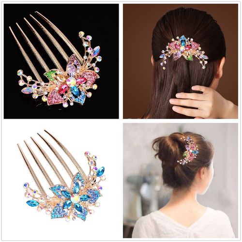 Insert comb plate hairpin clip hairpin hairpin hair accessories head flower hair comb crystal headdress alloy jewelry adult women's hair fork