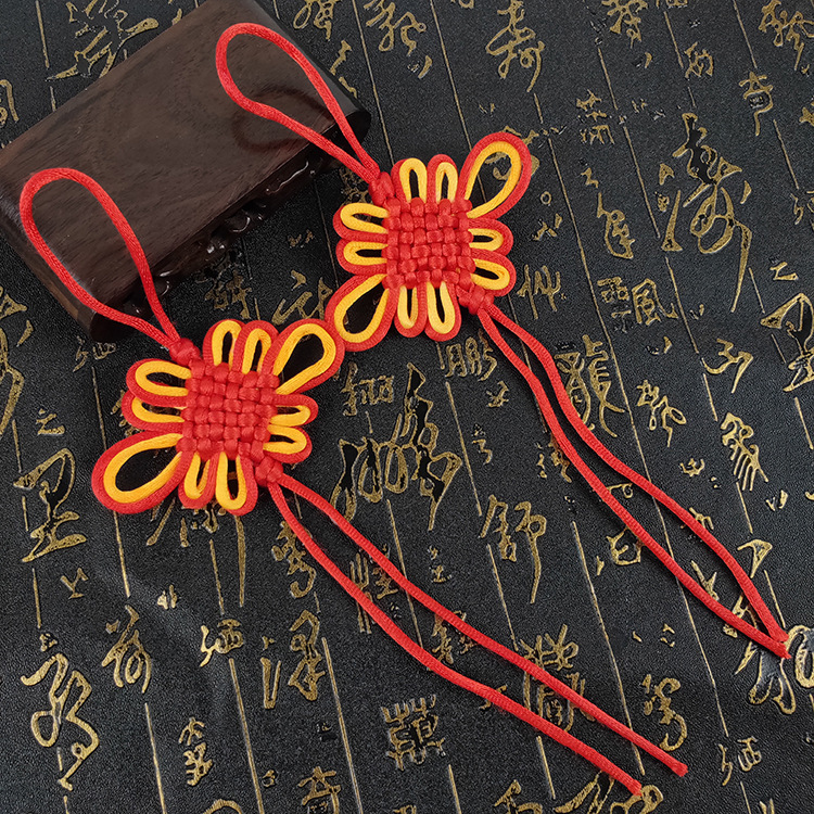 双色花结红黄结 手工编织4#5号红黄结花节 中国结香包辣椒串挂件