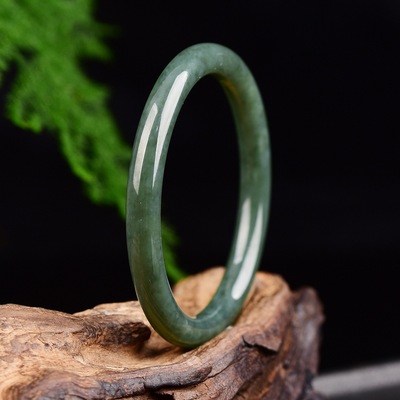 纯天然和田玉新疆青玉叮当细条手镯女士复古民族风新疆青玉色泽好|ms