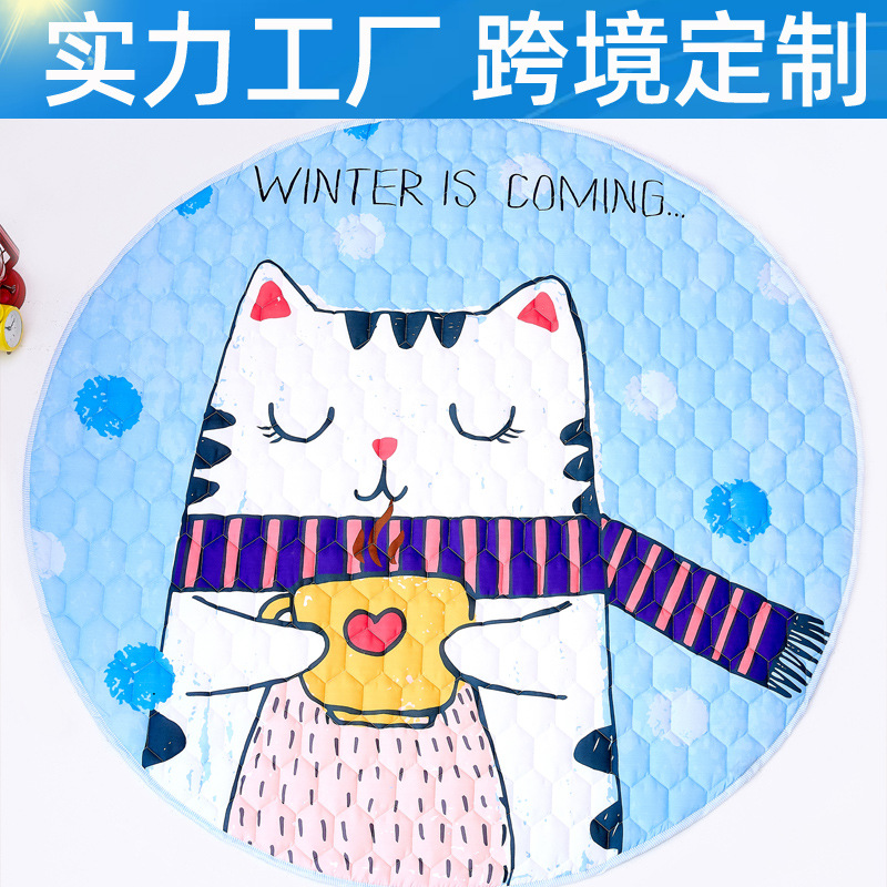 跨境爆款爬爬垫加厚婴儿爬行毯圆形地垫可折叠宝宝爬行垫厂家直销|ru