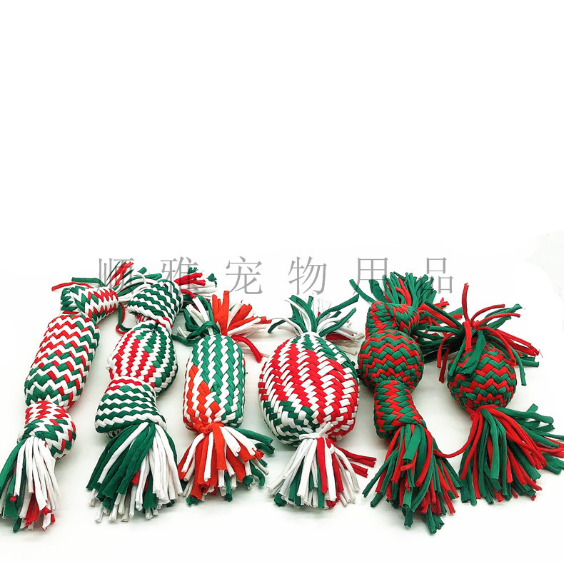 宠物玩具棉绳玩具圣诞系列发声糖果狗狗玩具宠物用品混批厂家详情12