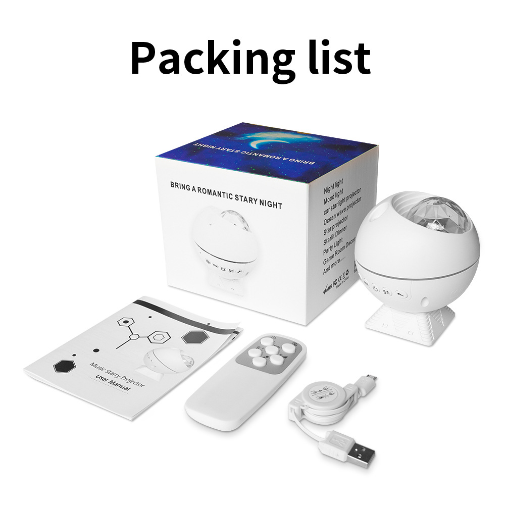 博浪星空宇宙投影灯车载家居氛围星空灯满天星水纹月球led小夜灯