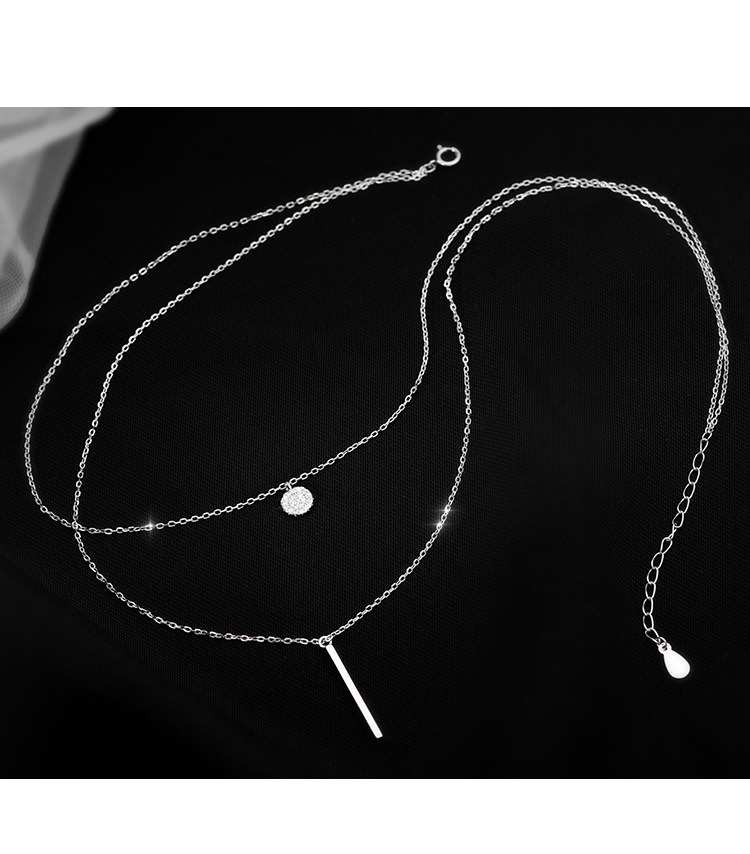 Collana quadrata a doppio strato con strass lampeggiante e collana semplice con catena a clavicola a vento freddo_voghion.com