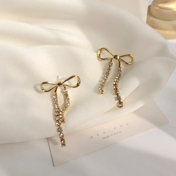 Fashion Bow Knot Inlay Alloy Rhinestones Drop Earrings display picture 1