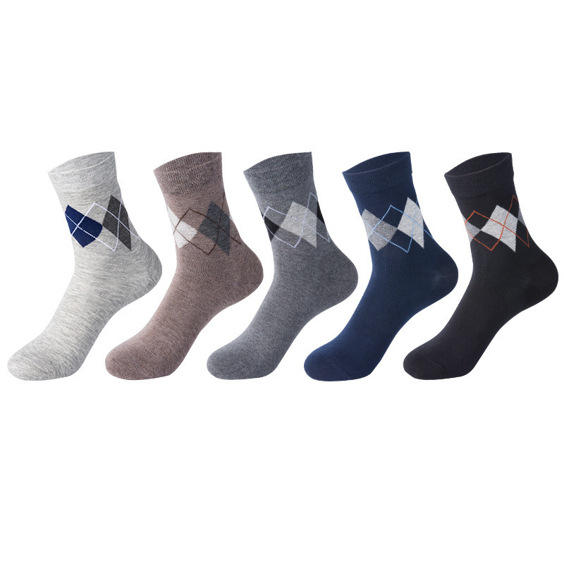 Silicone anti-crack men's mid-calf large rhombus mixed color