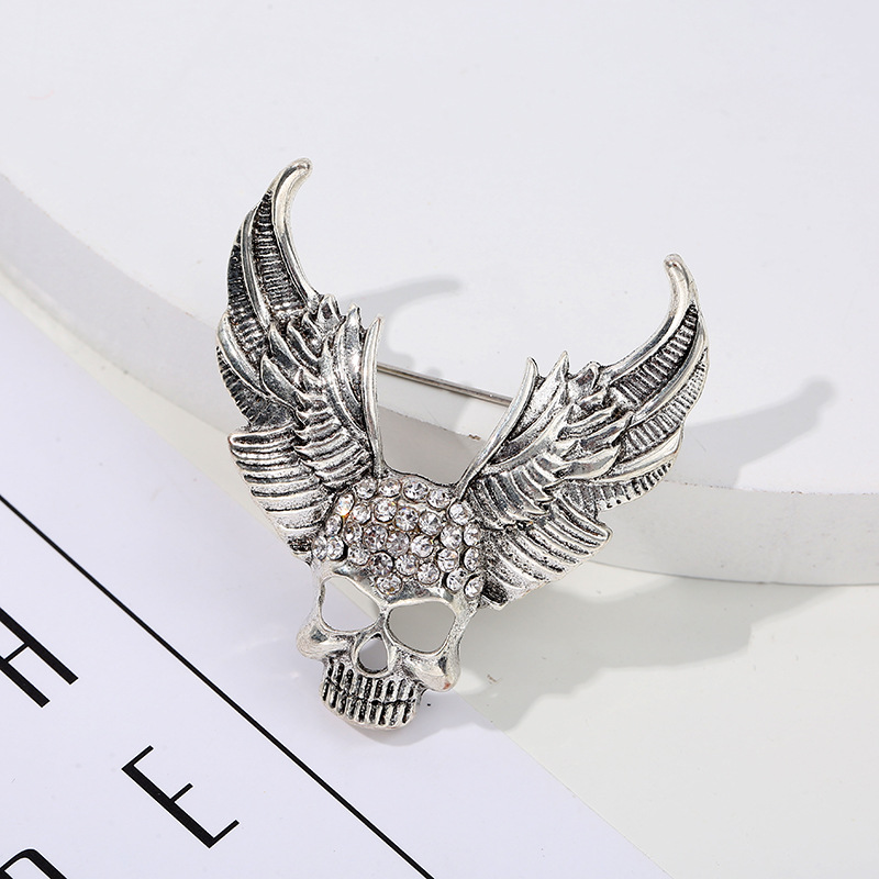 Retro Skull Alloy Enamel Artificial Diamond Unisex Brooches display picture 5