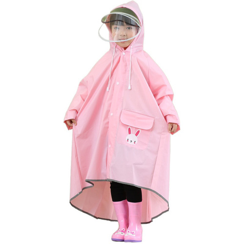 Children's one-piece raincoat with school bag for boys and girls going to school waterproof transparent poncho cartoon EVA poncho