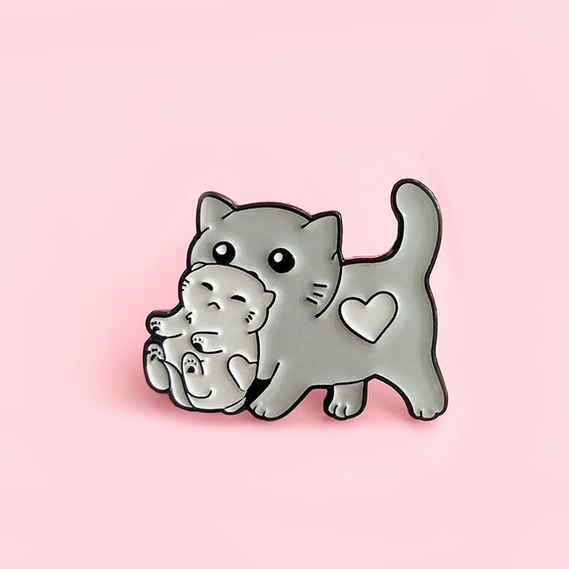 Cute Cartoon Cat Mother With Kitten Alloy Brooch display picture 3