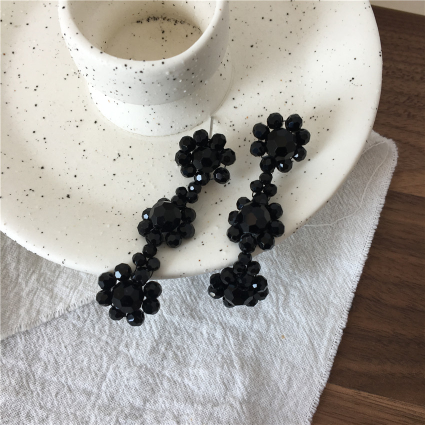 Flower Pattern Women's Gender 1 Pair Novelty Flower Beaded Plating Artificial Crystal Metal Drop Earrings