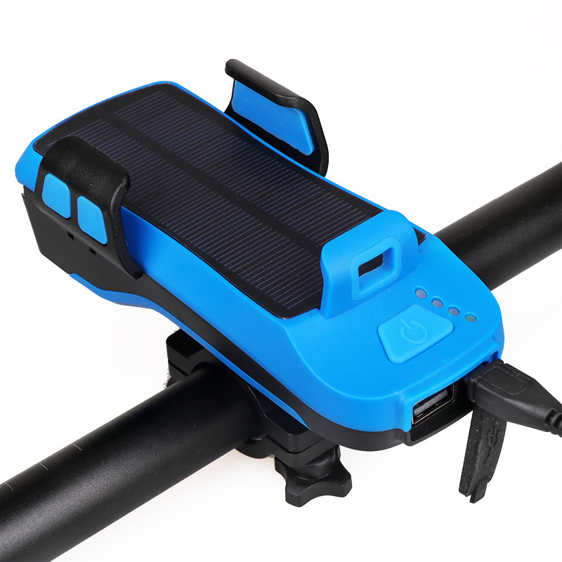 Fari per bicicletta con ricarica solare e supporto per telefono, luci di sicurezza per clacson per bicicletta, equipaggiamento per equitazione_voghion.com