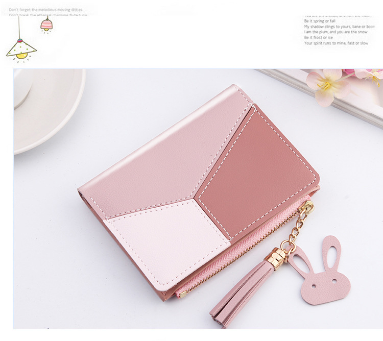 New Style Ladies Wallet Short Color Contrast Stitching Coin Purse Korean Style Buckle Zipper Wallet Wholesale display picture 9