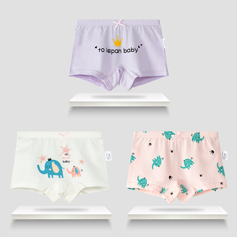 Girls Underwear Cotton Children's Four Corners Wholesale Little Baby Cartoon Shorts Without Clip Pp Girls Boxer Shorts Big Children