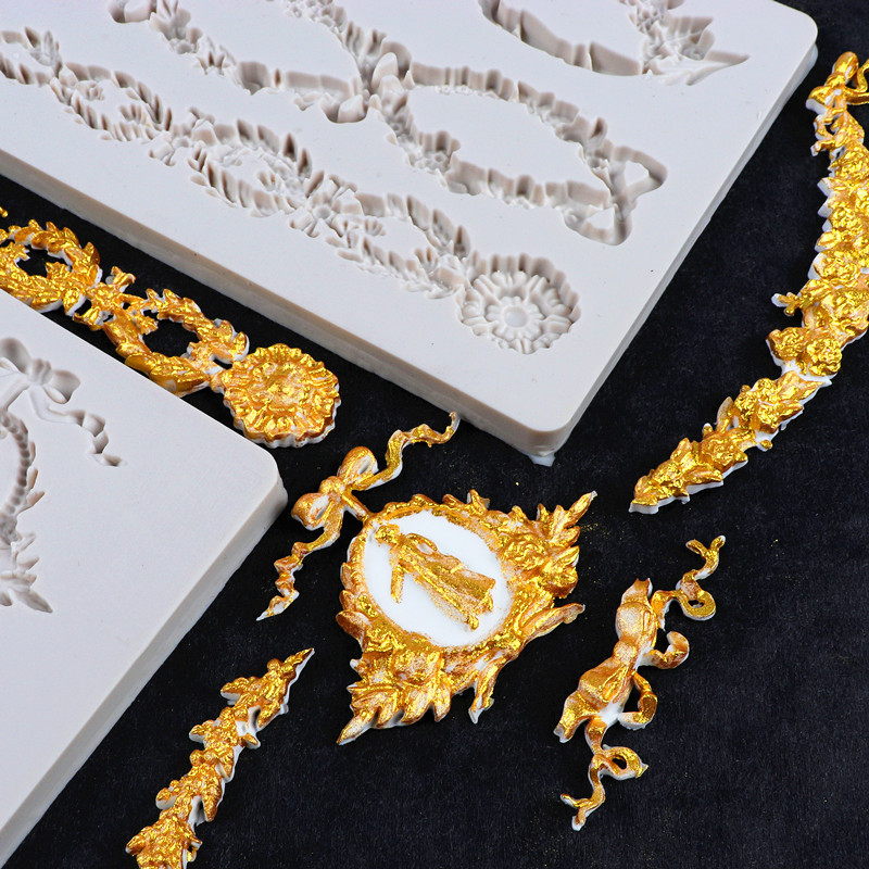 Estilo europeo en relieve molde de silicona fondant decoración de la boda herramienta de molienda para hornear ritmo seco molde de chocolate molde de la torta