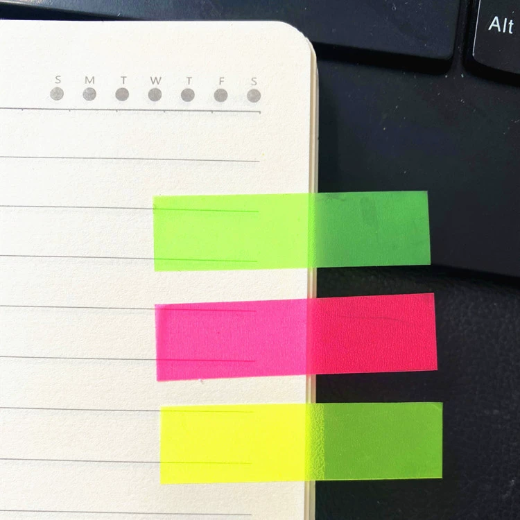 Fluorescence transparent note, sticker, 5 pieces, classification