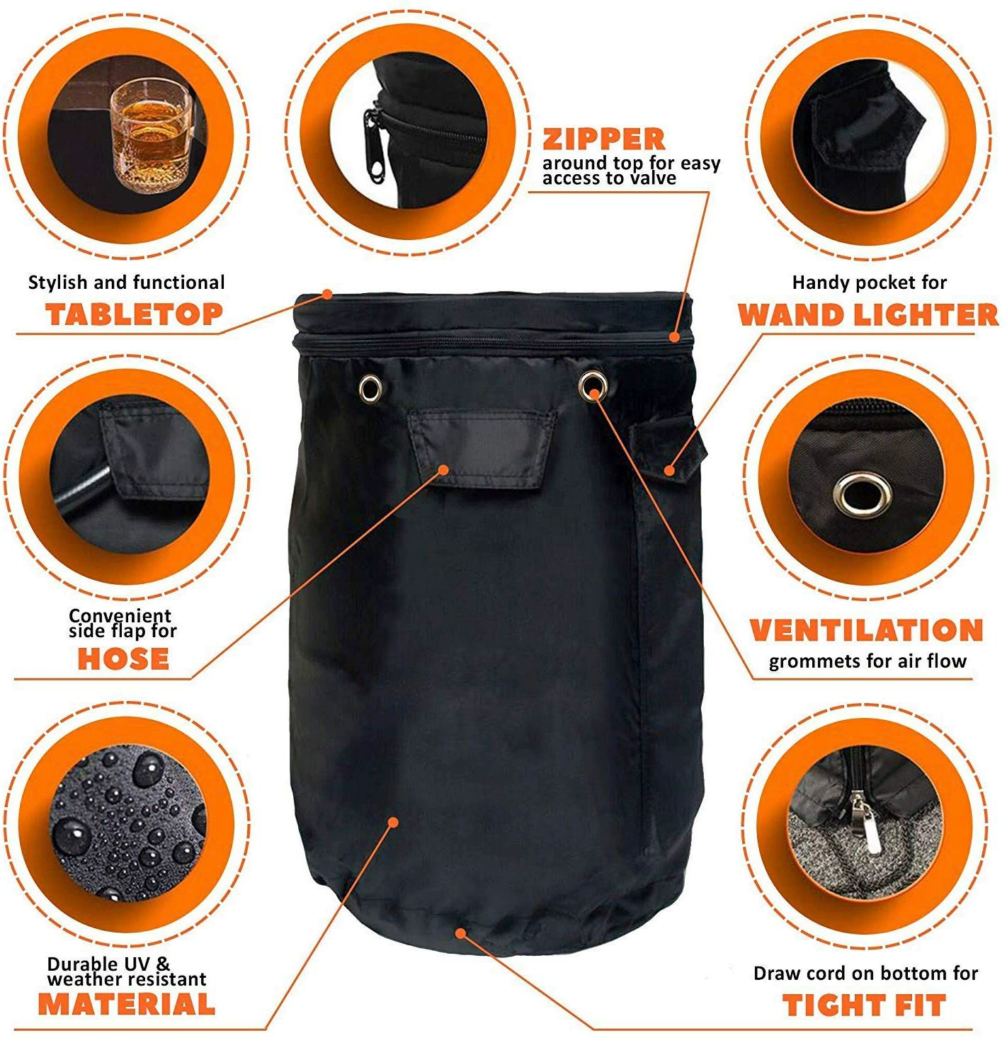 Amazon hot selling propiner gas tank cover zipper design for easy clean outdoor safety cover