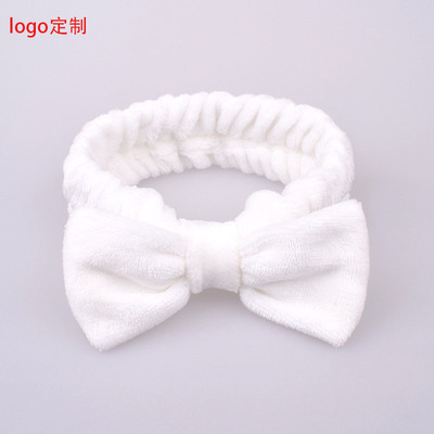跨境头饰批发纯色法兰绒蝴蝶结束发带女生美容洗脸发箍支持定制|ms