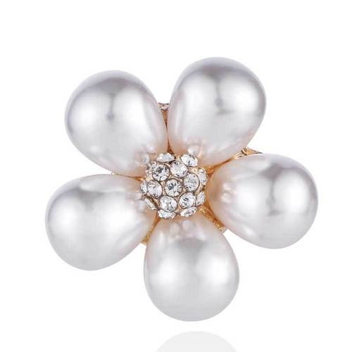 Korean style simple small fragrant style diamond petal brooch, alloy pearl brooch horse pin, women's clothing collar pin cufflinks