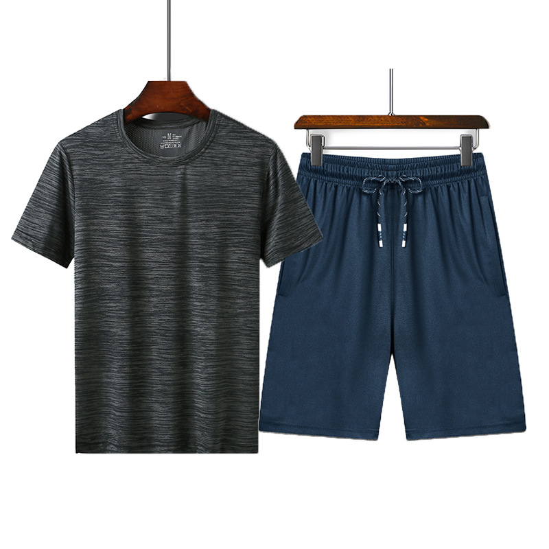 2019 hombre traje casual de verano gran camiseta de mangas cortas coreana delgada pantalones cortos de entrenamiento de secado rápido moda