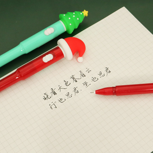 Gel pen small gift Santa pen primary school children creative gift Christmas light pen product pen