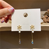 South Korean goods, silver needle flower-shaped, earrings, flowered, silver 925 sample, diamond encrusted