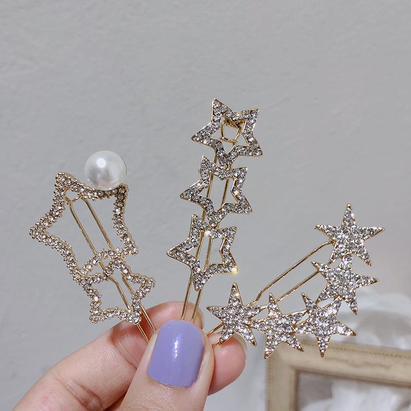 Five-pointed Star Diamonds Hair Clip display picture 3