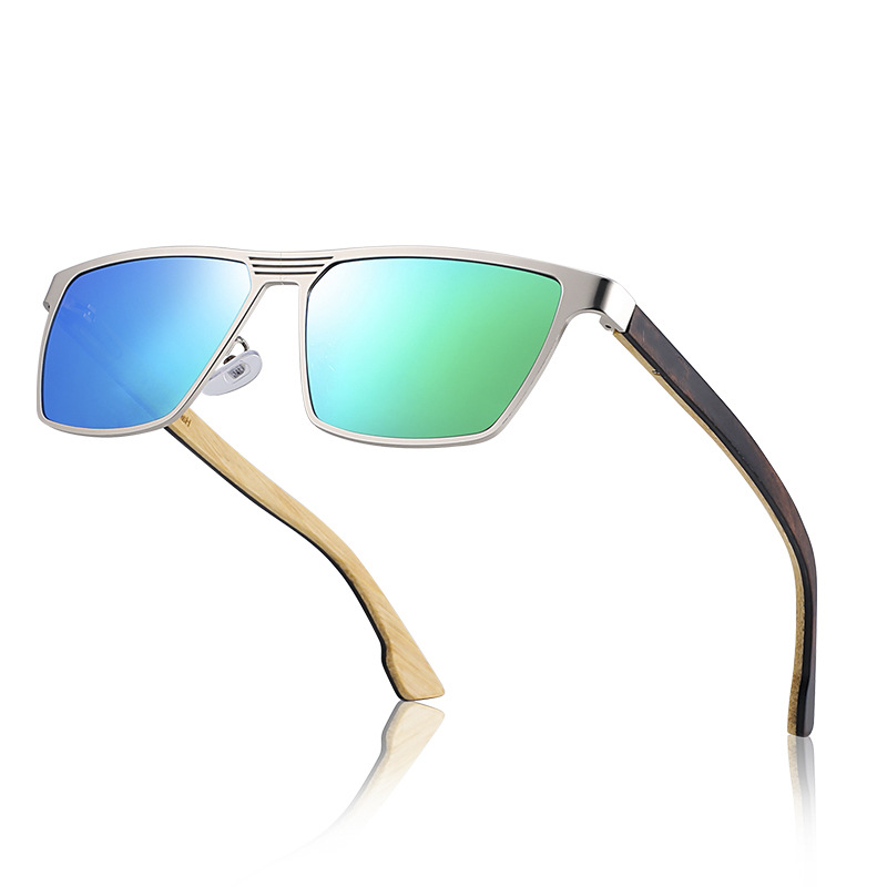偏光环保竹木太阳镜男士框架户外亲肤木质脚彩膜眼镜金属女士墨镜