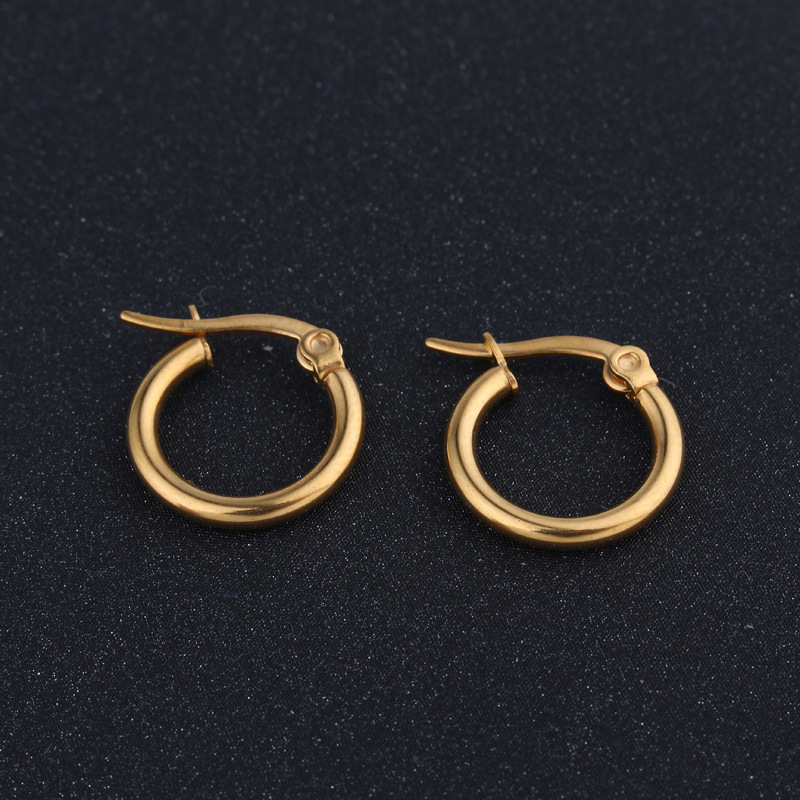 12/14mm Stainless Steel Titanium Steel Earrings Fashion Simple Gold Earrings Wholesale Nihaojewelry display picture 4