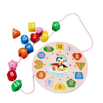 小动物木制闹钟儿童多功能早教家庭玩具厂家直销数字形状配对时钟|ms
